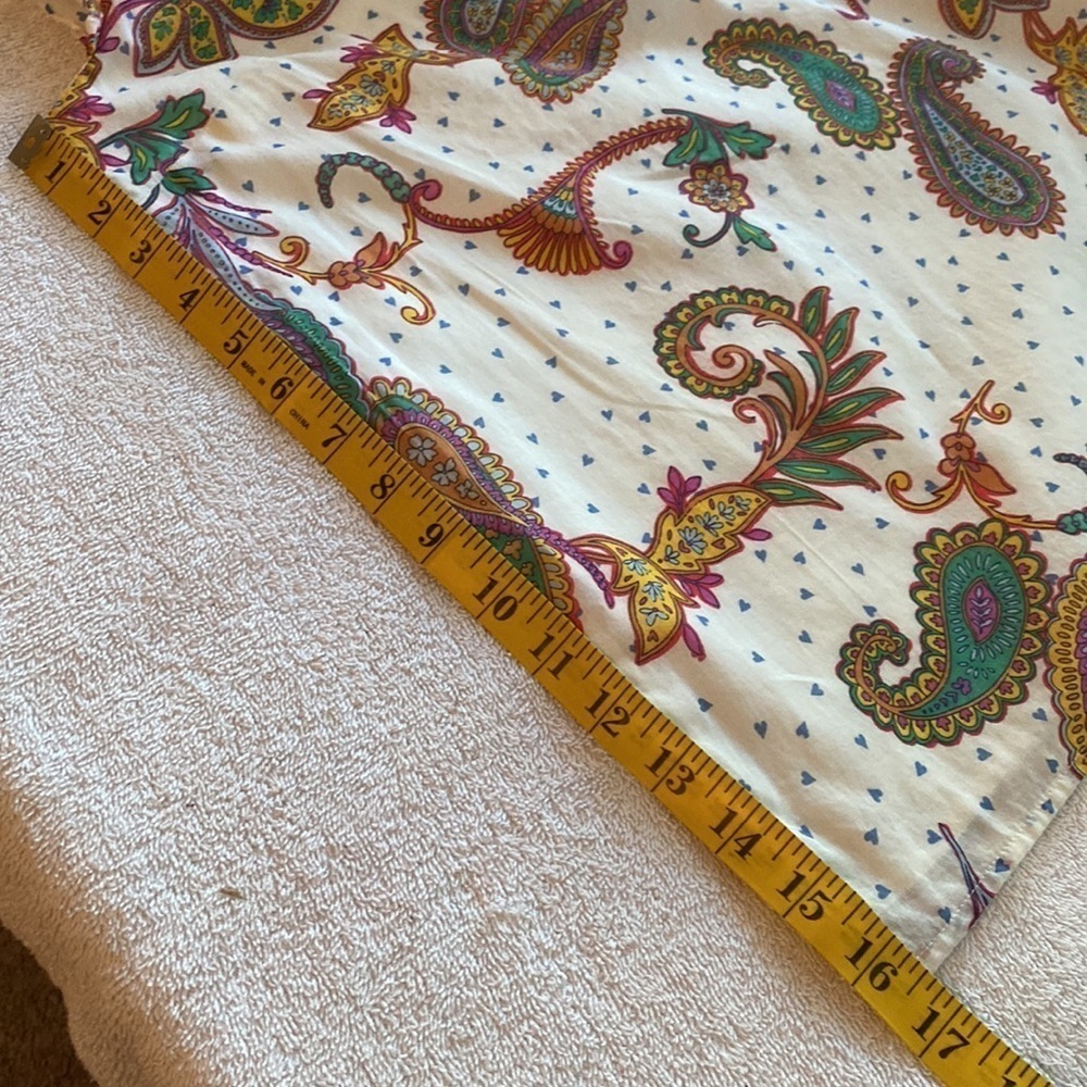Talbots blouse flutter sleeve 1/4 button down front paisley print Size Small - Picture 2 of 7